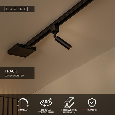 Lucide TRACK KEONI Schienenstrahler - 1-Phasen Stromschiene / Schienensystem - 1xG9 - Schwarz (Verlängerung)